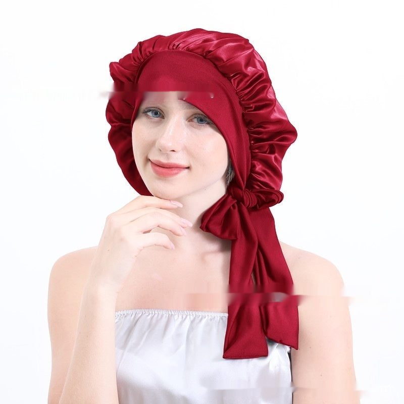 Extra Large Stretch European And American Solid Color Ladies Shower Cap