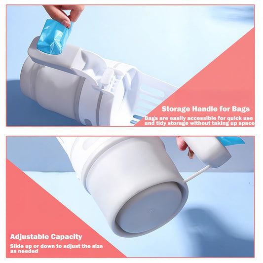 Upgrade Widen Cat Litter Shovel Scoop with Refill Bags - Self-Cleaning Waste Bin System