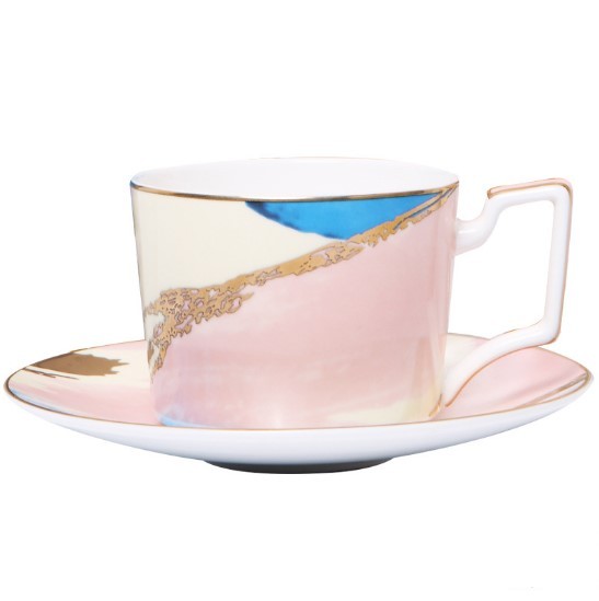 Watercolor Dessert Plates – Elegant Bone China with Real Gold Edge