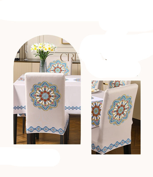 Exquisite Embroidered Thickening Dining Home Cushion Wind Elastic Chair Covers