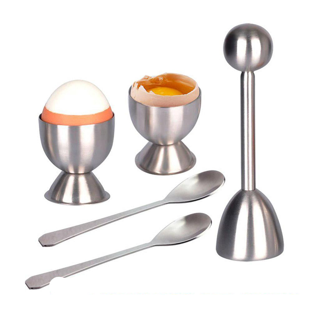 5pcs Stainless Steel Boiled Eggs Topper Set - Egg Separator and Cutter