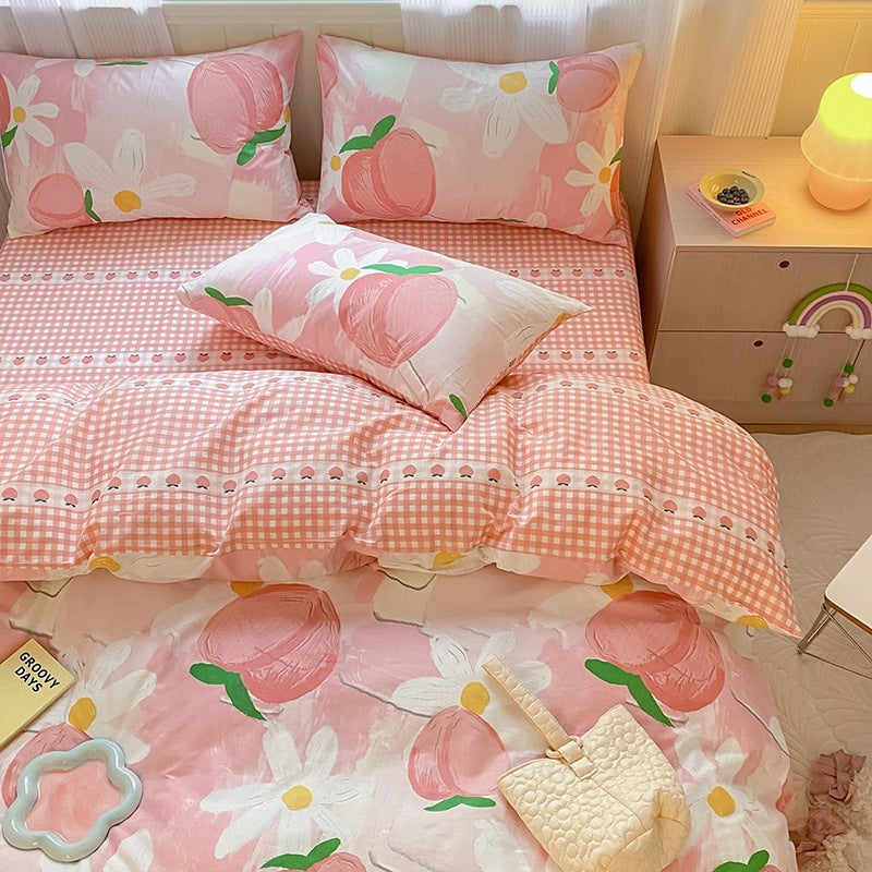 Printed Cartoon Girl Quilt Cover Cotton Four-piece Bed Sheet