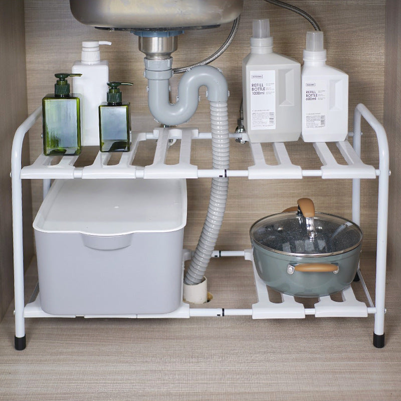 Kitchen Sink Retractable Layered Storage Rack