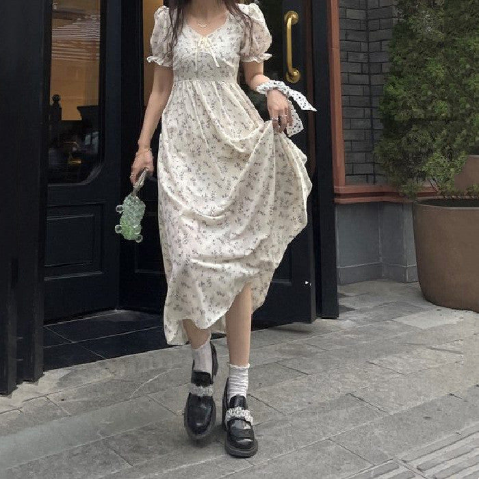 Summer New Wear Cream Puff Sleeve Dress