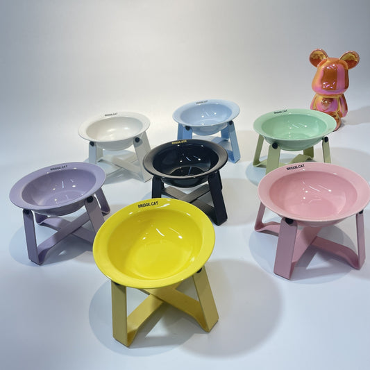 Ceramic Cat Bowl Cat Iron Frame High Leg Tableware Combination Fairy Dining Rack Cat Food Holder