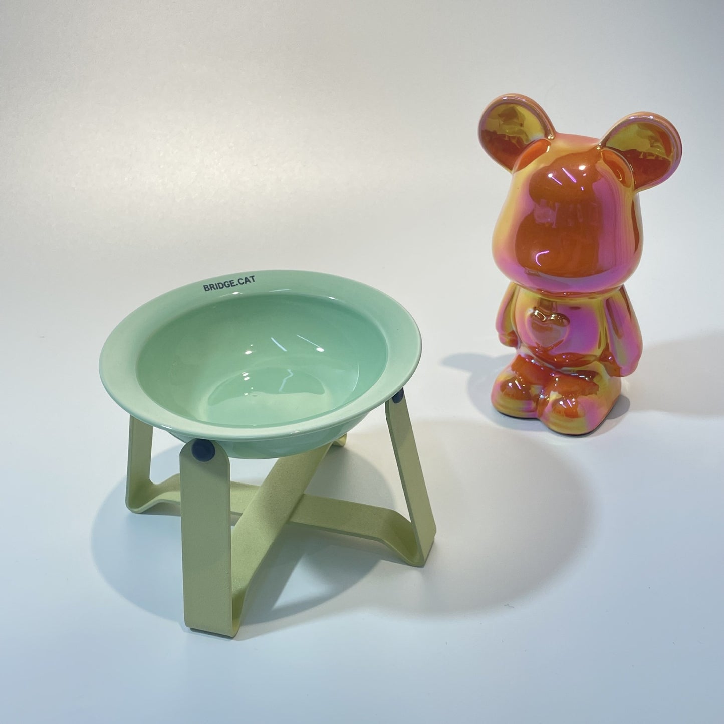 Ceramic Cat Bowl Cat Iron Frame High Leg Tableware Combination Fairy Dining Rack Cat Food Holder