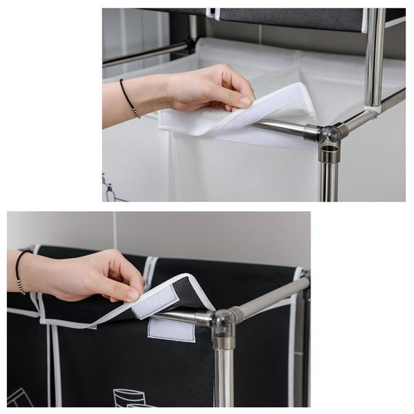 Laundry Basket 2 Tiers Laundry Sorter With 4 Removable Bags For Sorting Clothes, Laundry, Light, Dark Laundry