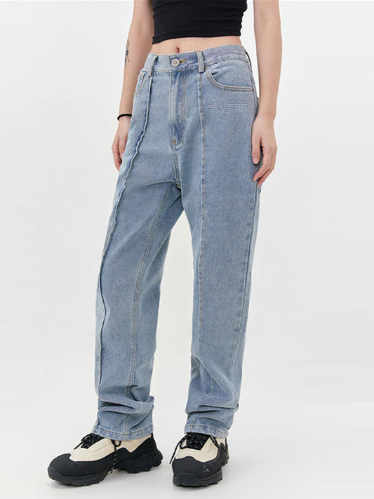 Deconstructing Stitching Straight Jeans For Women