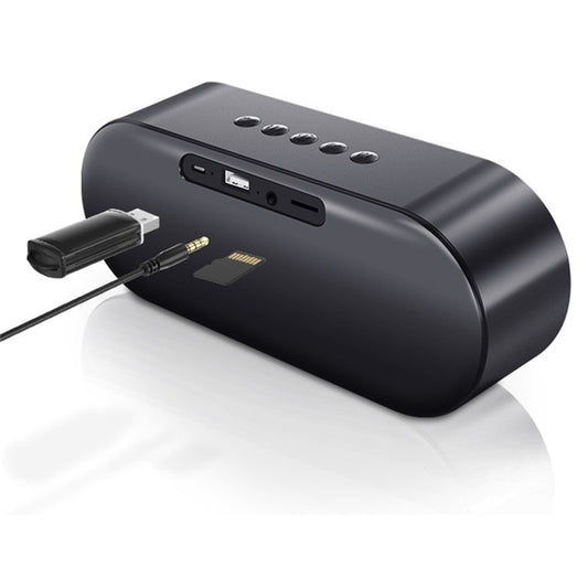 Black electronic device with ports and cables on a white background