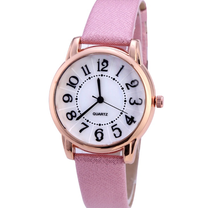 Women’s Simple Dial Leather Strap Quartz Watch