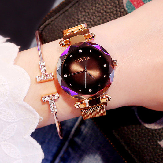 Rose Gold Women’s Starry Sky Magnet Strap Watch