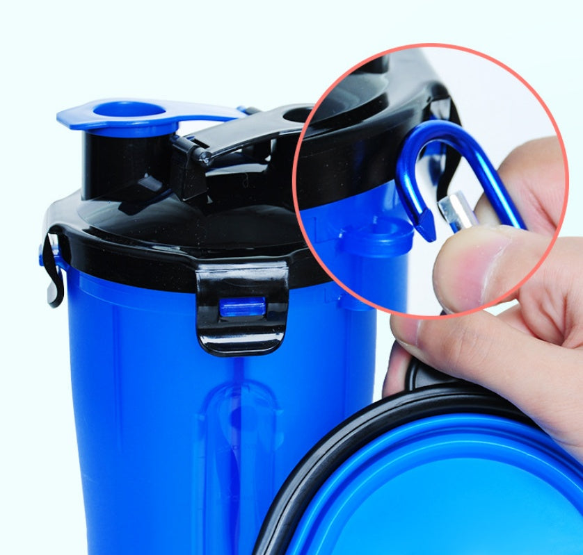 2-in-1 Pet Water Bottle Dispenser - Travel Portable Dog Cat Drinking Silicone Bowl