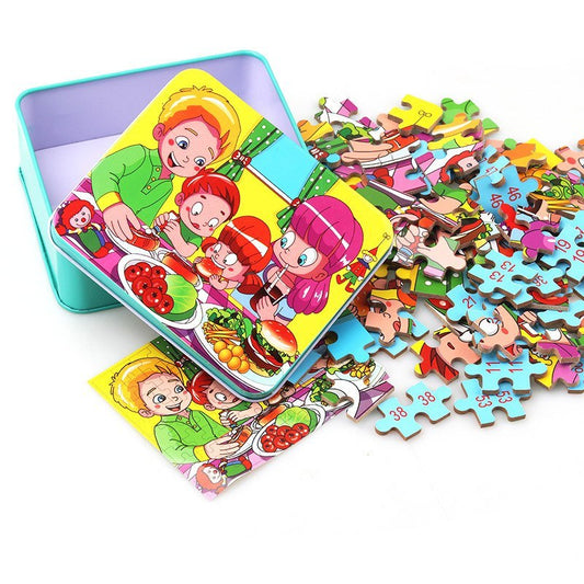 80PCS Wooden Educational Animal Puzzle - Developmental Training Toys for Kids
