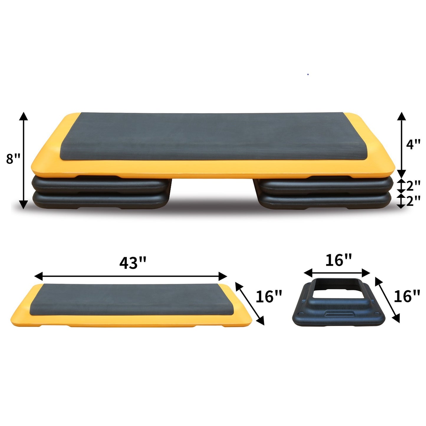 Adjustable Aerobic Stepper - Fitness Stepper with 4 Lifts