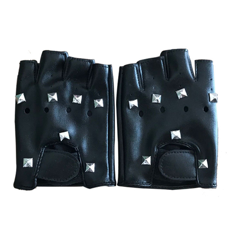 PU Kids Sports Big Kids Eat Chicken Half-Finger Riding Gloves