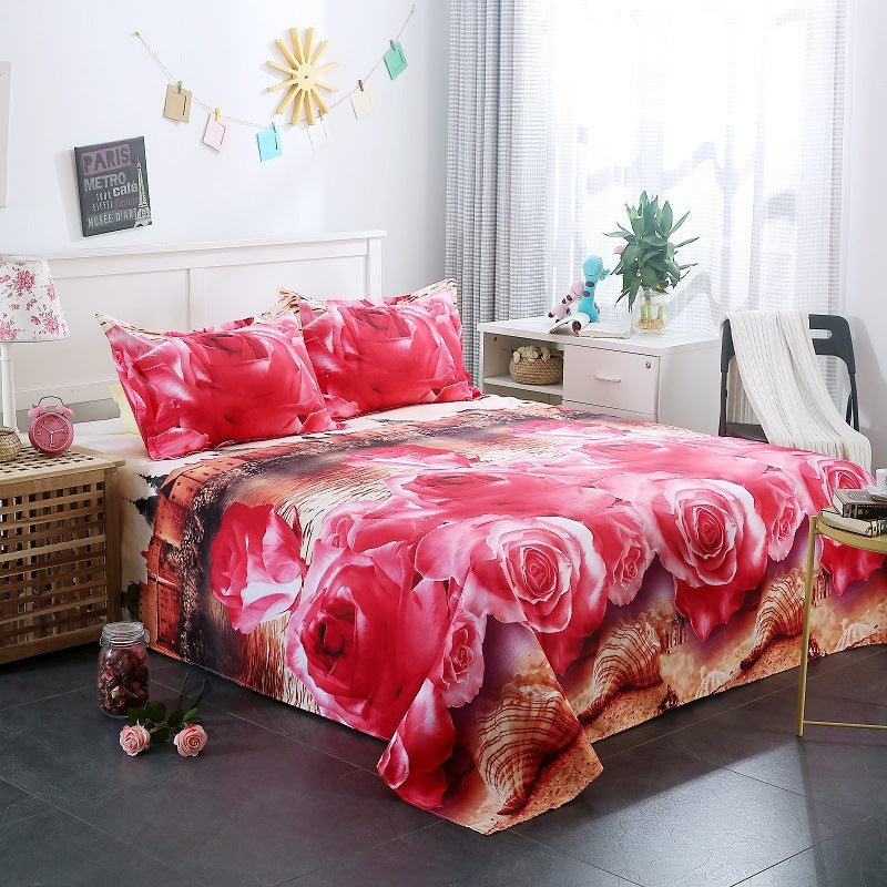 3D single bed sheet three-piece set
