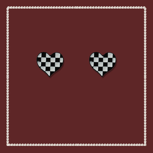 Chessboard Plaid Love High-grade Cold Style Unique New Trendy Female Earings Set