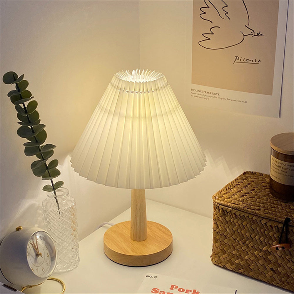 USB Vintage Pleated Lamp - Dimmable Korean Table Light