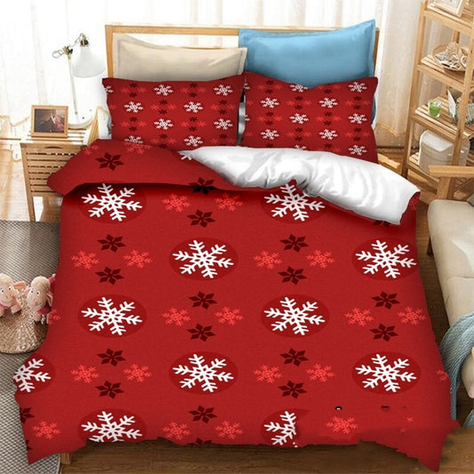 Christmas Printed Polyester Fiber Quilt Cover Pillowcase Bed Sheet