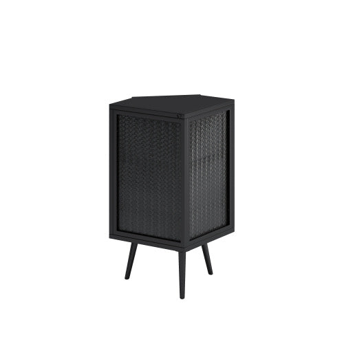 Floor Standing Cone-shaped Cabinet With Tempered Glass Doors And Storage Shelves