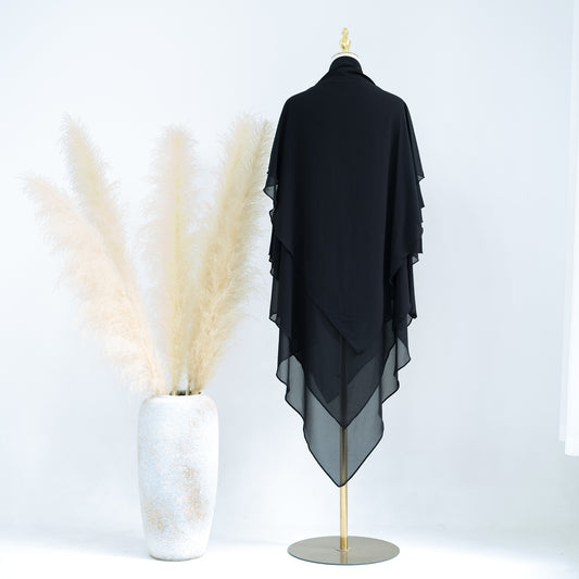 Pure Colored Front Two Layers Back Three Layers Headscarf