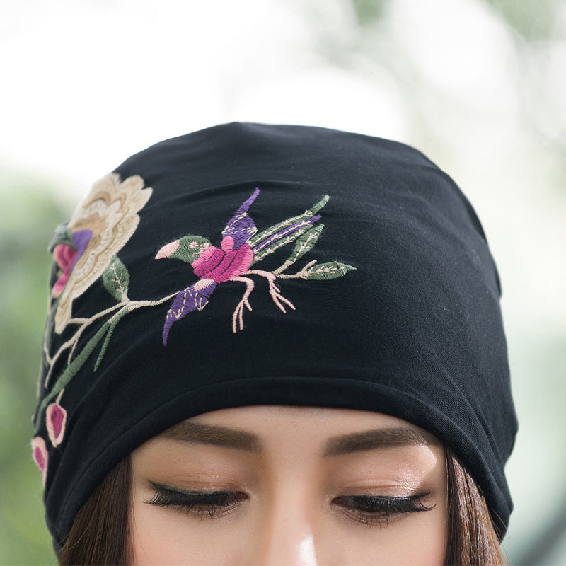 Women’s Ethnic Embroidered Knitted Baotou Cap
