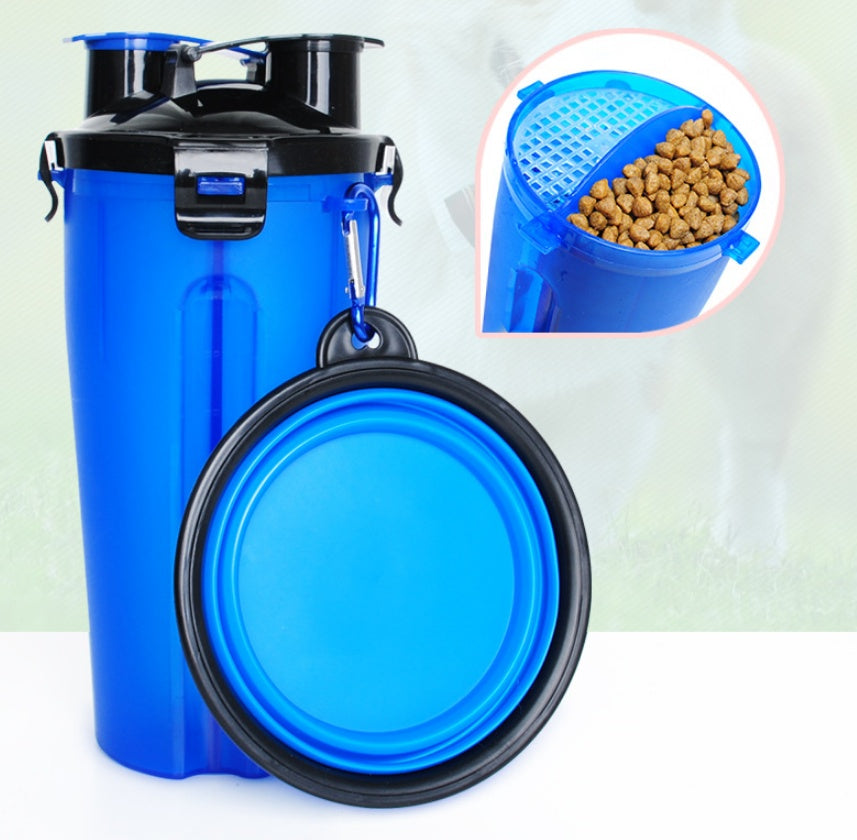 2-in-1 Pet Water Bottle Dispenser - Travel Portable Dog Cat Drinking Silicone Bowl
