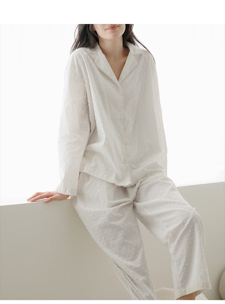 Home Wear Girls' Jacquard Polo Collar Top Pants Suit