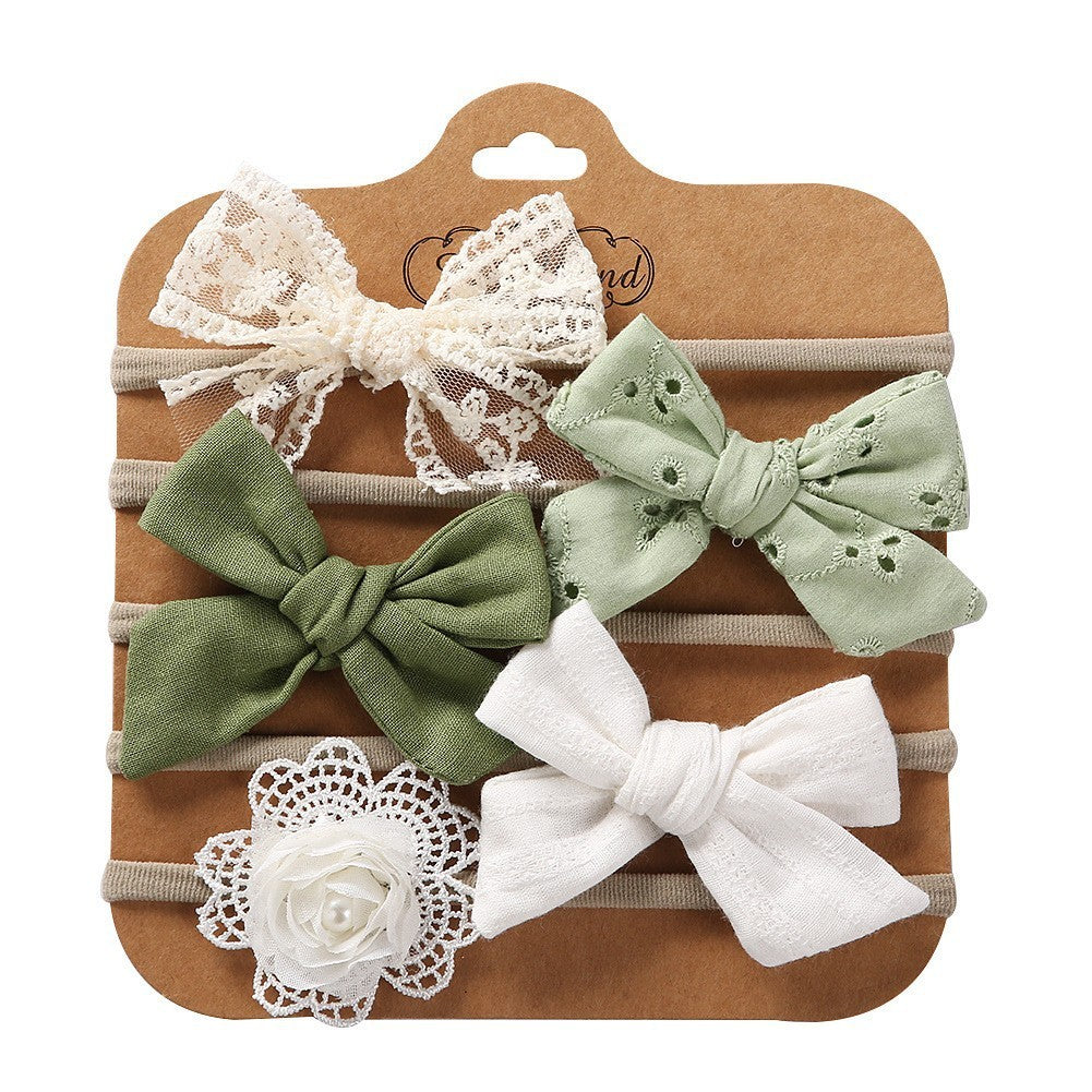 Children's Hair Accessories Handmade DIY Bow Hair Band 5-piece Baby Nylon Headband Set
