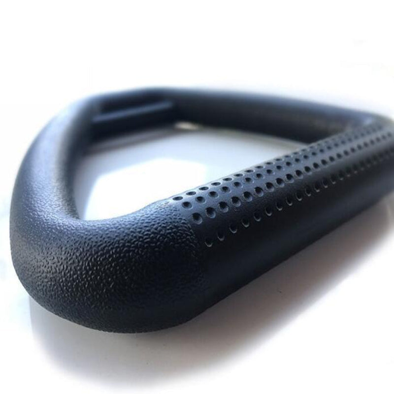 Black textured handle on a white background