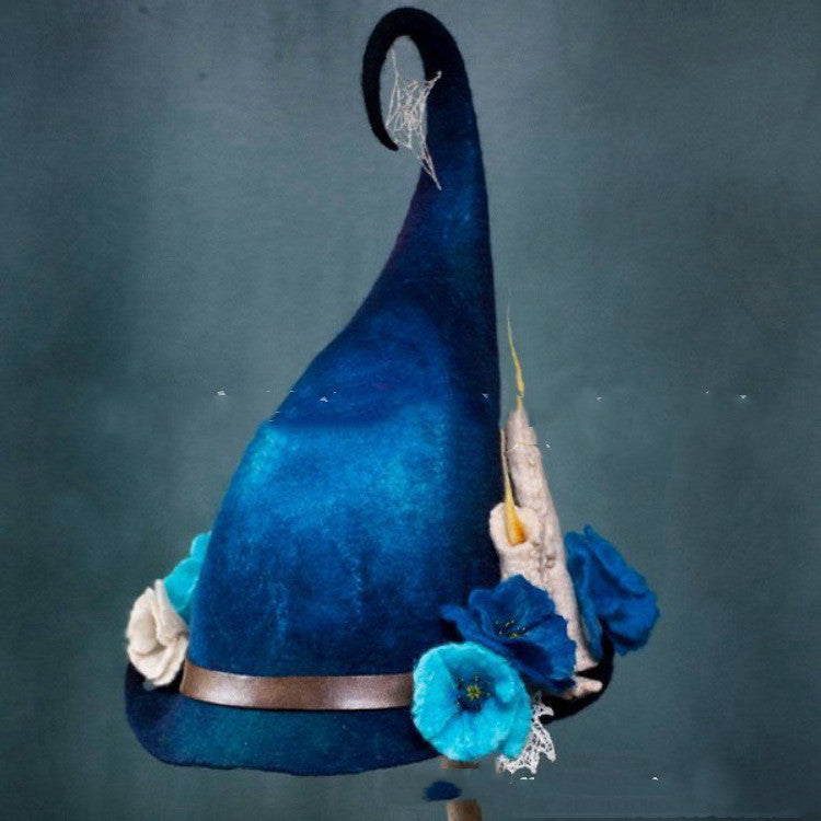 Women Modern Witch Hat Costume Pointed Wool Felt Halloween Party Hats Witch Hat Warm Autumn Winter Cosplay Props