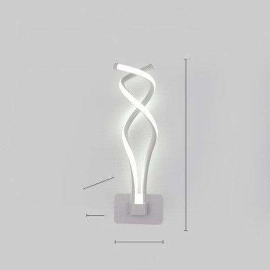 Modern wall lamp with a twisted design on a gray background