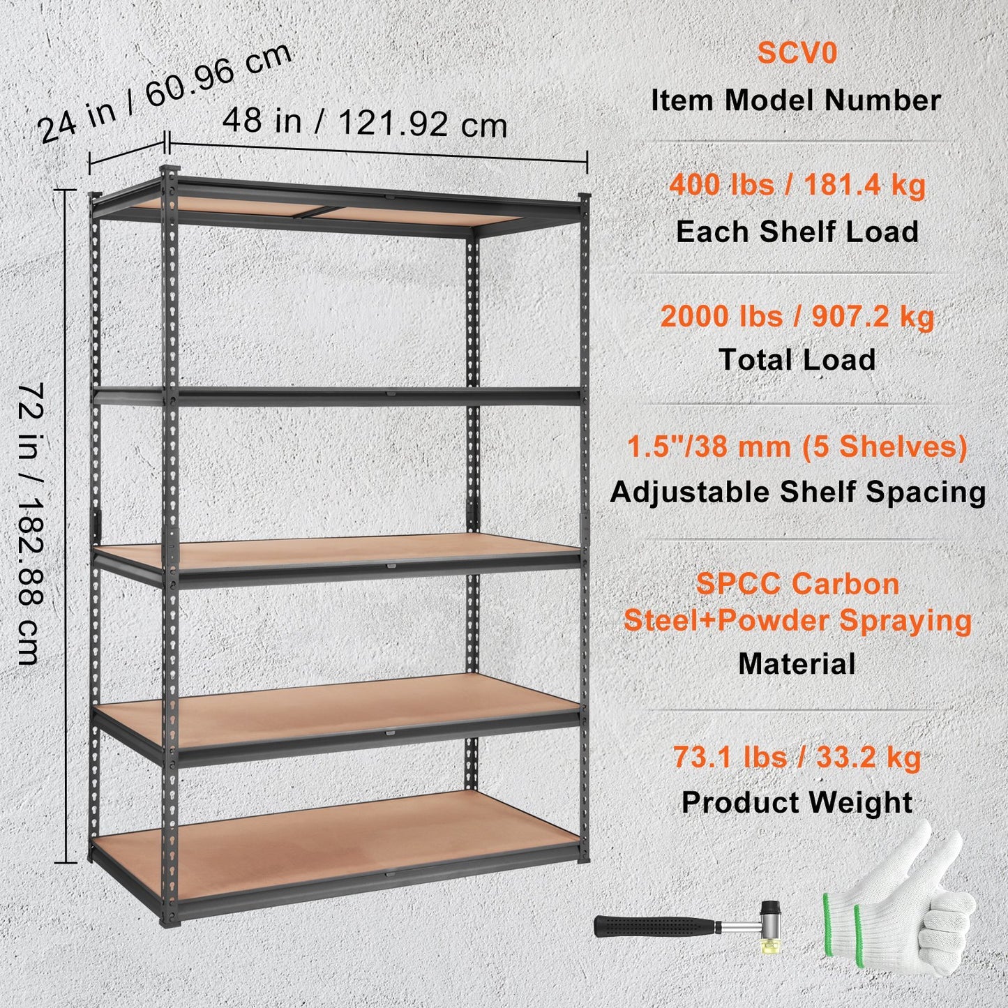 VEVOR Storage Shelving Unit, 5-Tier Adjustable, 2000 Lbs Capacity, Heavy Duty Garage Shelves Metal Organizer Utility Rack, Black, For Kitchen Pantry Basement Bathroom Laundry