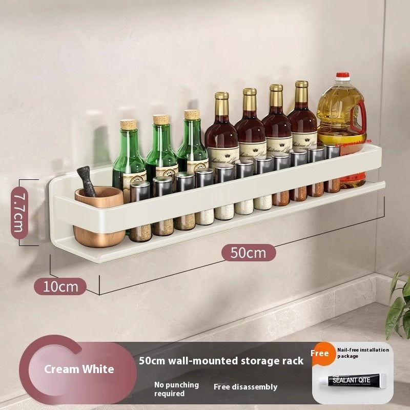 Milk White Kitchen Rack - Seasoning Rack, Punch-Free Wall Hanging