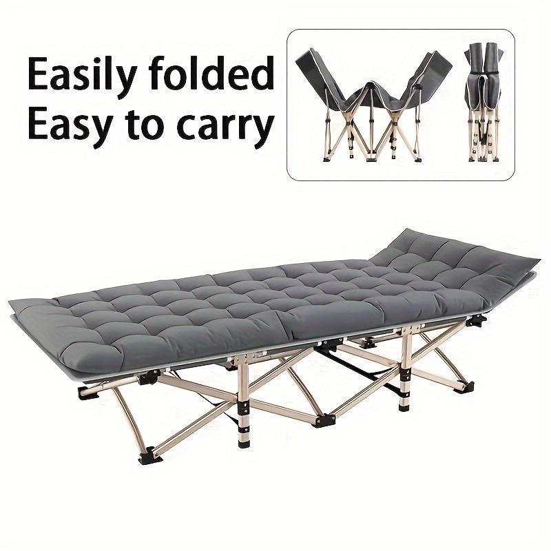 Grey Heavy-duty Folding Camping Bed With Storage Bag Suitable For Travel, Office And RV Travel
