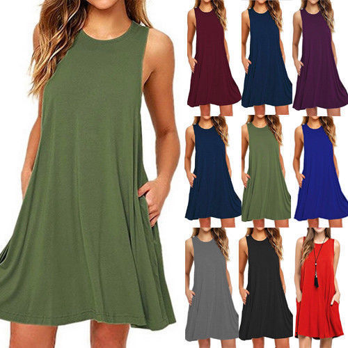 Green sleeveless dress with a model and color options displayed.