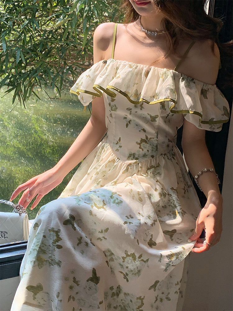 Green Floral Dress For Women In Summer