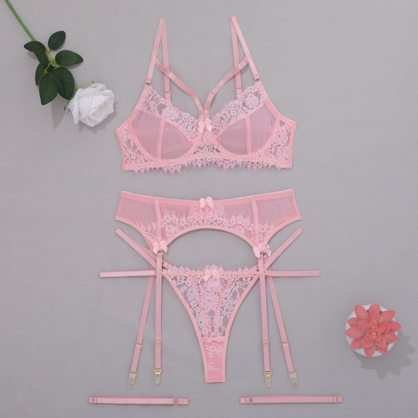 Women's Bra and Garter Lace Set – Elegant and Versatile
