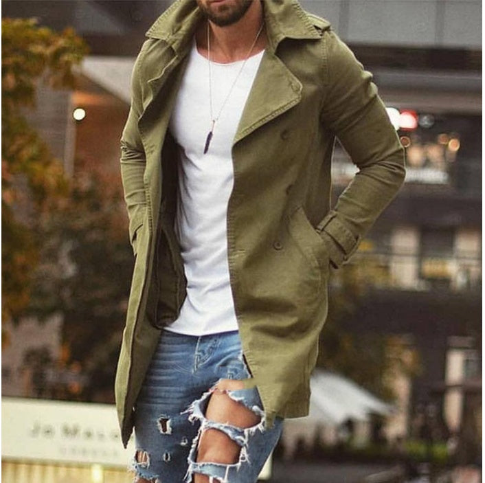 Spring Men Jacket Mid-length Slim Large Size Windbreaker Men Casual Jacket