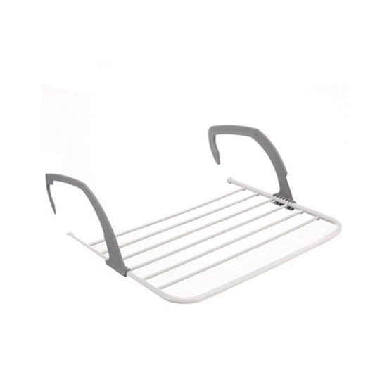 White metal rack with gray hooks on a white background, showing dimensions 50*35cm.