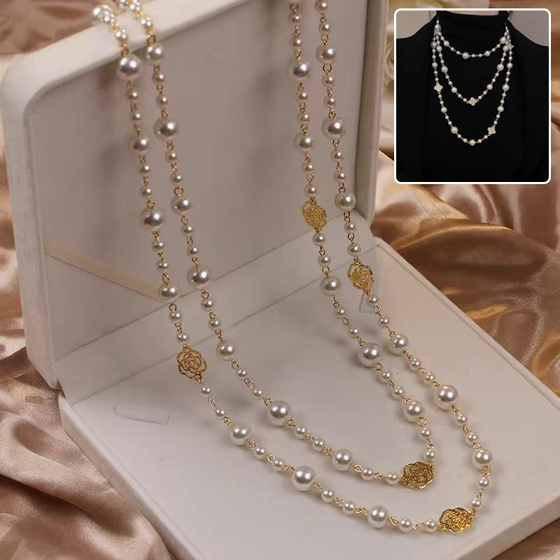 Retro Multi-layer Pearls Necklace - Fashion Long Sweater Chain for Women