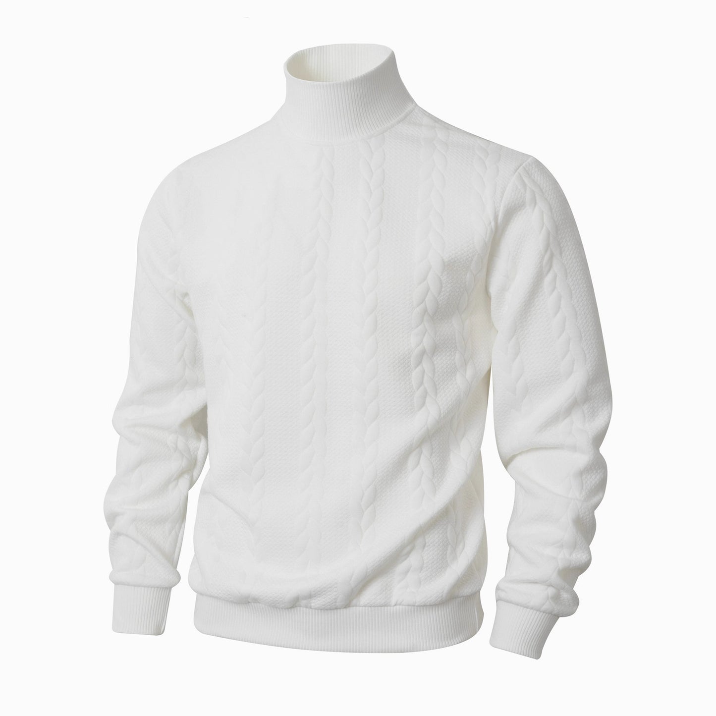 White turtleneck sweater on a white background