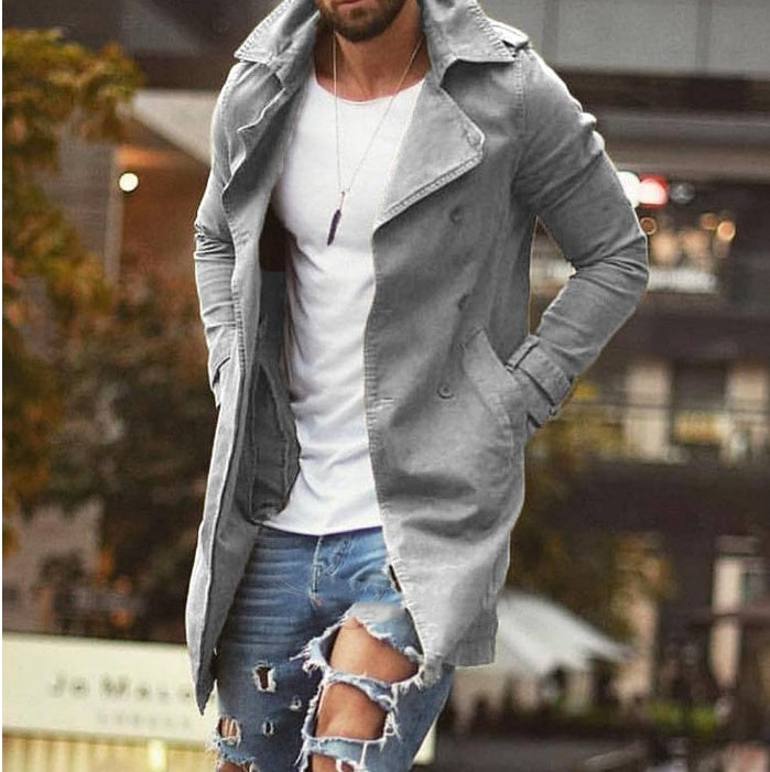 Spring Men Jacket Mid-length Slim Large Size Windbreaker Men Casual Jacket