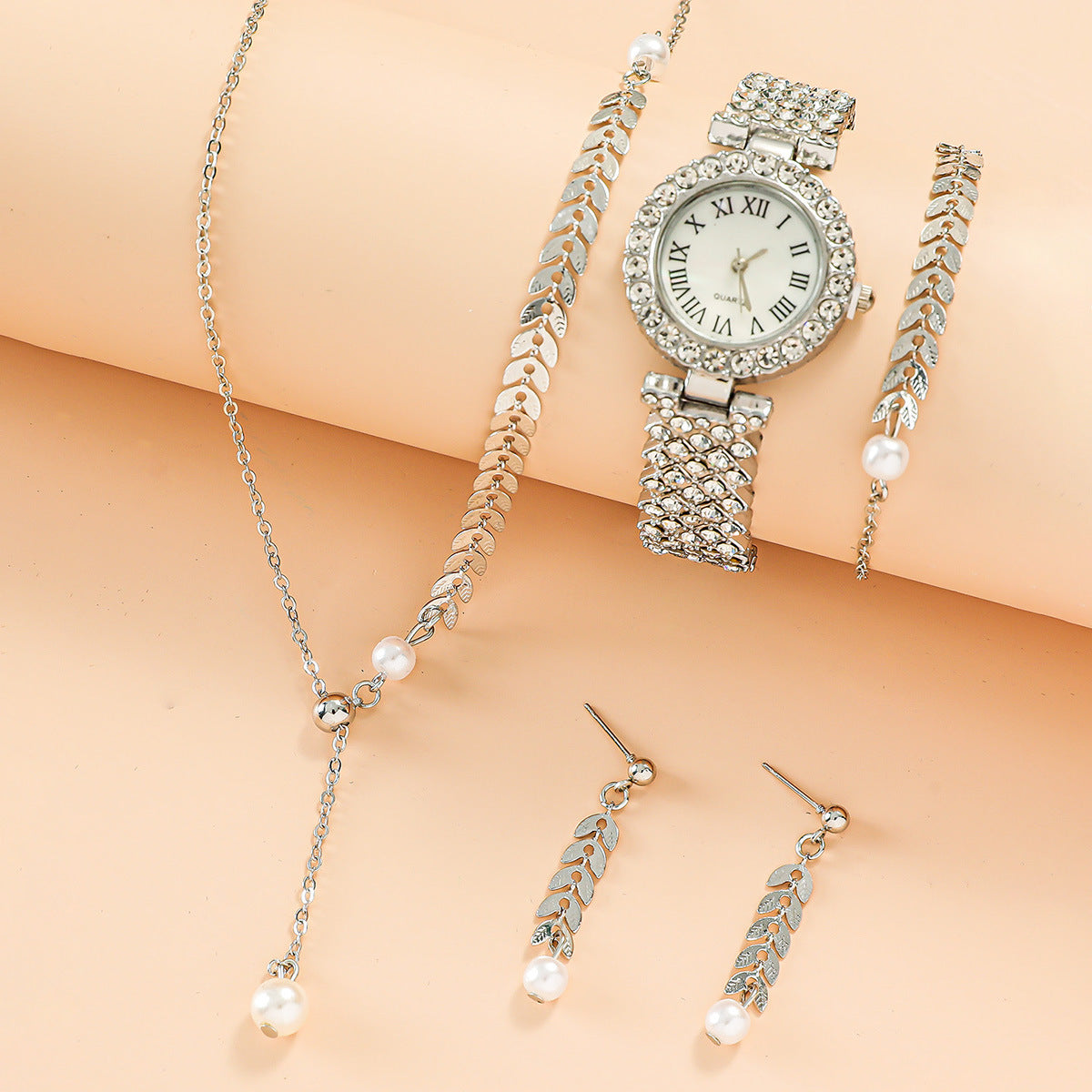 Diamond Women’s Luxury Rhinestone Quartz Watch Set