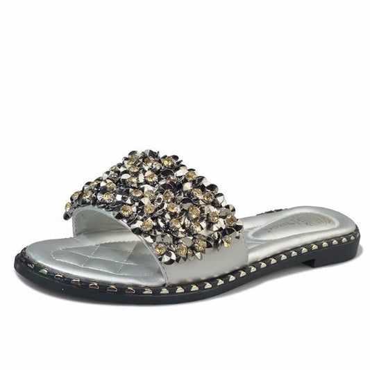 Women’s Summer Sandals – Sequined Flower Flat Slippers