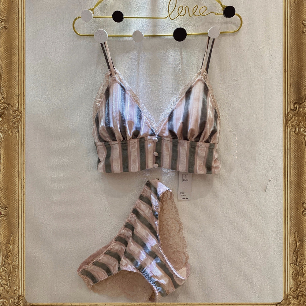 Velvet Triangle Lace Bra Set – Elegant and Comfortable Lingerie