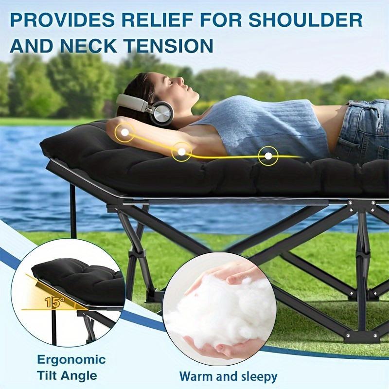 Grey Heavy-duty Folding Camping Bed With Storage Bag Suitable For Travel, Office And RV Travel