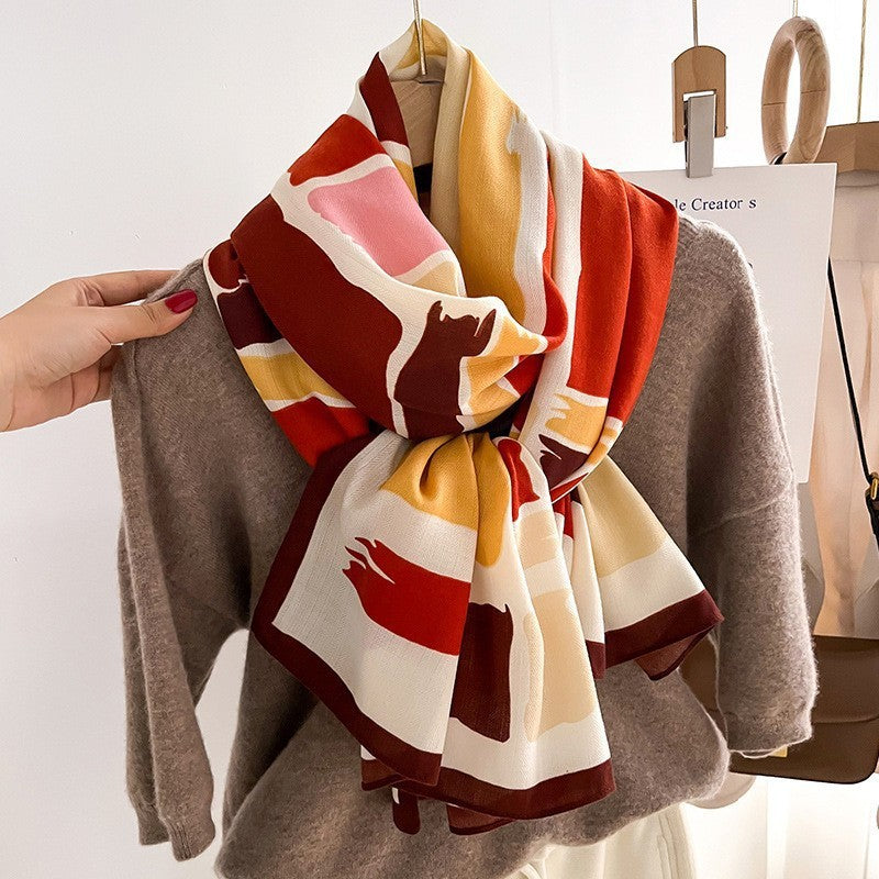 Color Matching Fashion Scarf Scarf Thin Warm Scarf Talma