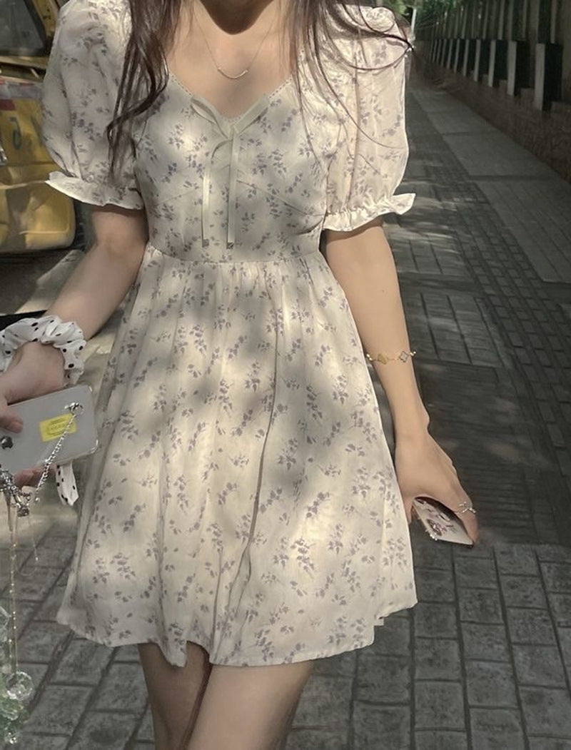 Summer New Wear Cream Puff Sleeve Dress