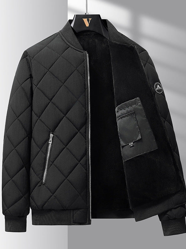Fashion Rhombic-Sewing Design Cotton Coat